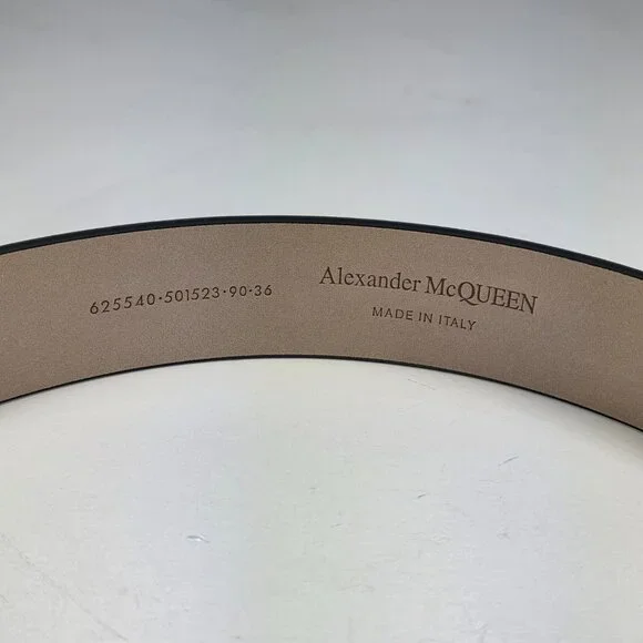 Alexander McQueen Black Leather Belt w/ AM Monogram Buckle — Size 90/36 (Italy) - Picture 8 of 8